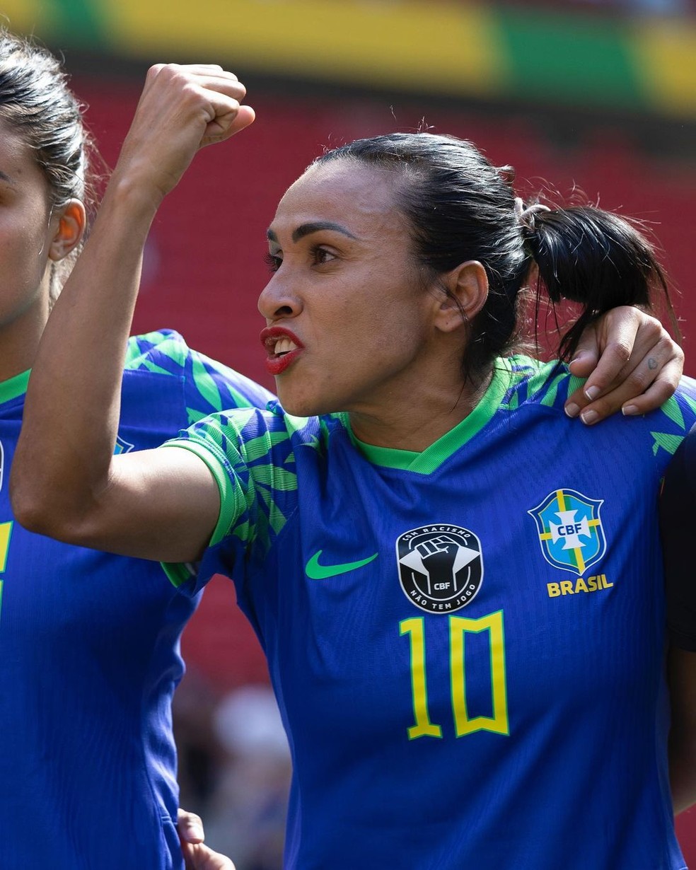 Marta em amistoso contra o Chile — Foto: Thais Magalhães/CBF Divulgação