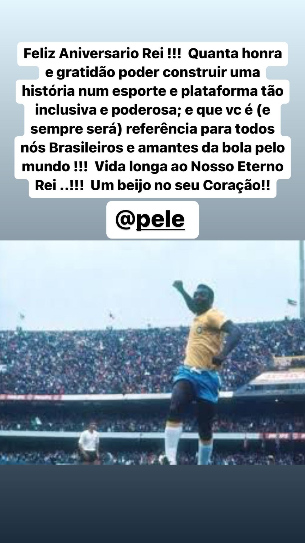 Marta homenageia Pelé em aniversário de 82 anos do 'Rei do Futebol' — Foto: Reprodução Instagram