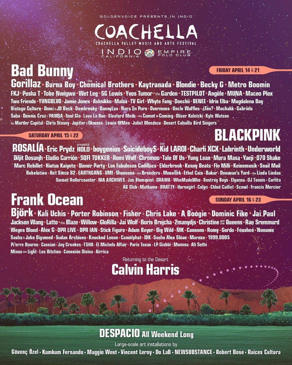 Coachella 2023 anuncia Bad Bunny, Rosalía, Blackpink e mais: confira o ...