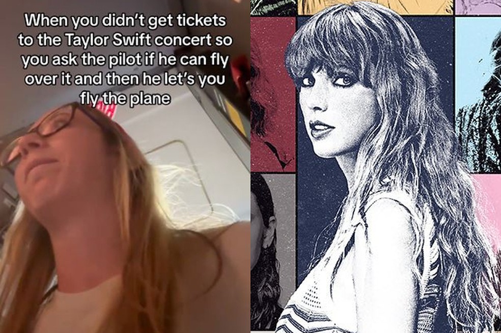 Fã de Taylor Swift faz pedido inusitado em avião — Foto: Reprodução / TikTok, Instagram