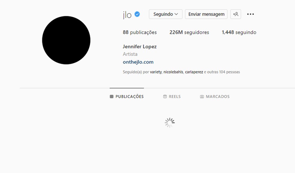 Perfil de Jennifer Lopez no Instagram — Foto: Reprodução/Instagram