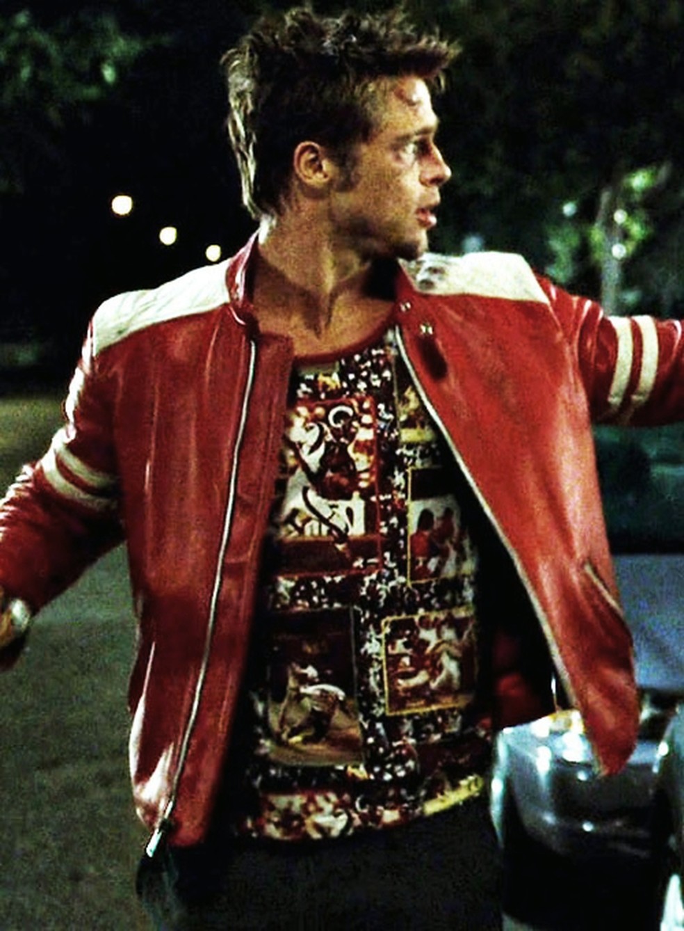 Jaqueta usada por Brad Pitt em 'Clube da Luta' — Foto: Reprodução