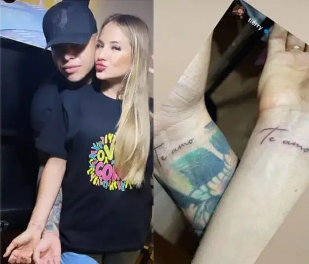 Gabi Martins e Tierry tatuaram "te amo" no pulso — Foto: Instagram/Reprodução