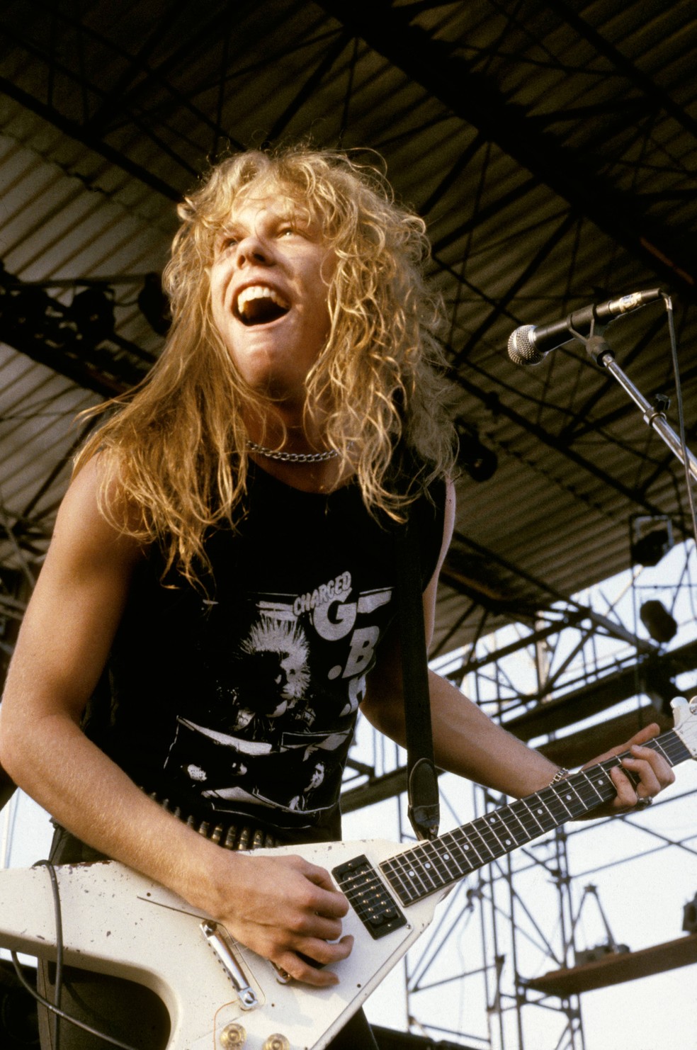 James Hetfield, do Metallica, nos anos 1980  — Foto: Pete Cronin/Redferns