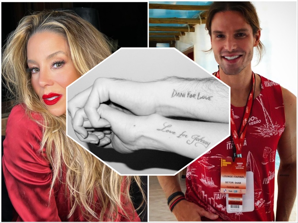 Danielle Winits e Jonatas Faro fizeram uma homenagem com tatuagem — Foto: Reprodução