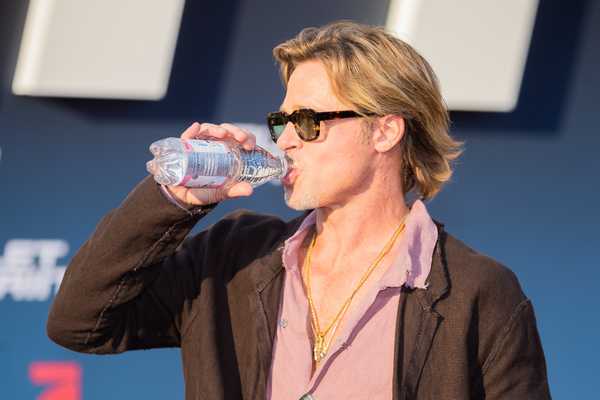 Brad Pitt durante evento para divulgao do longa 'Trem Bala'