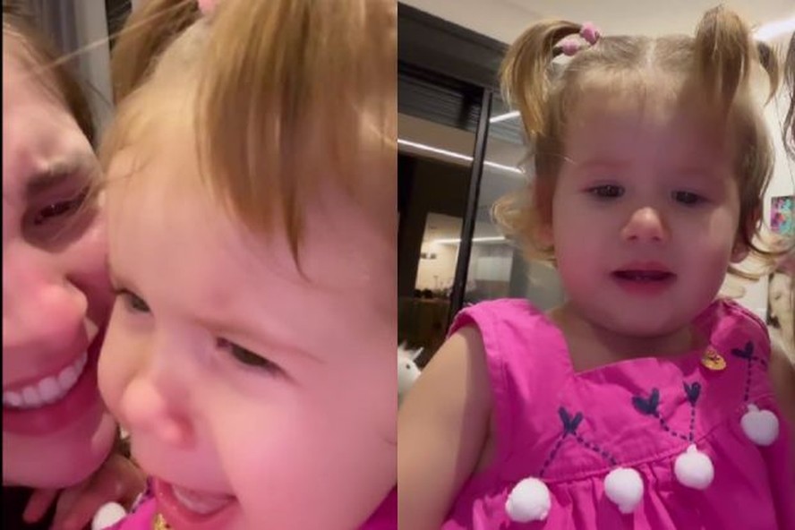 Virginia mostra Maria Alice chorando por ficar sem desenho e brinca: 'Que  sofrimento'