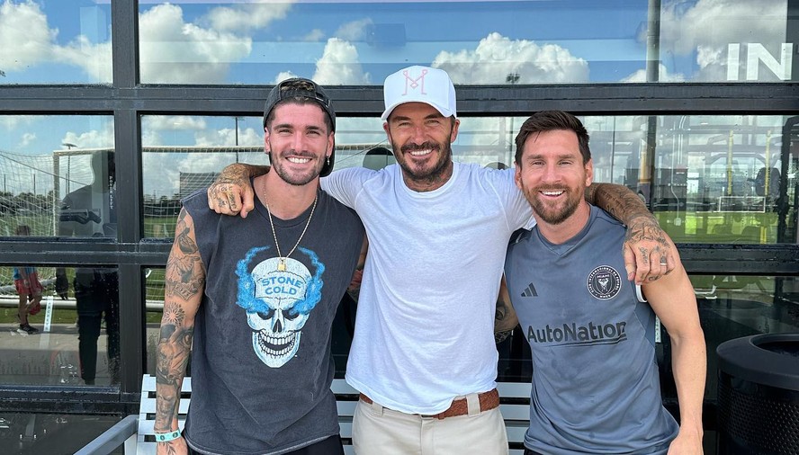 David Beckham se encontra com Lionel Messi e Rodrigo De Paul em Miami, EUA