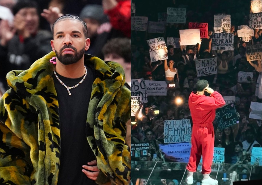 Chuva de cartazes com pedidos invadem shows de Drake, após rapper ...