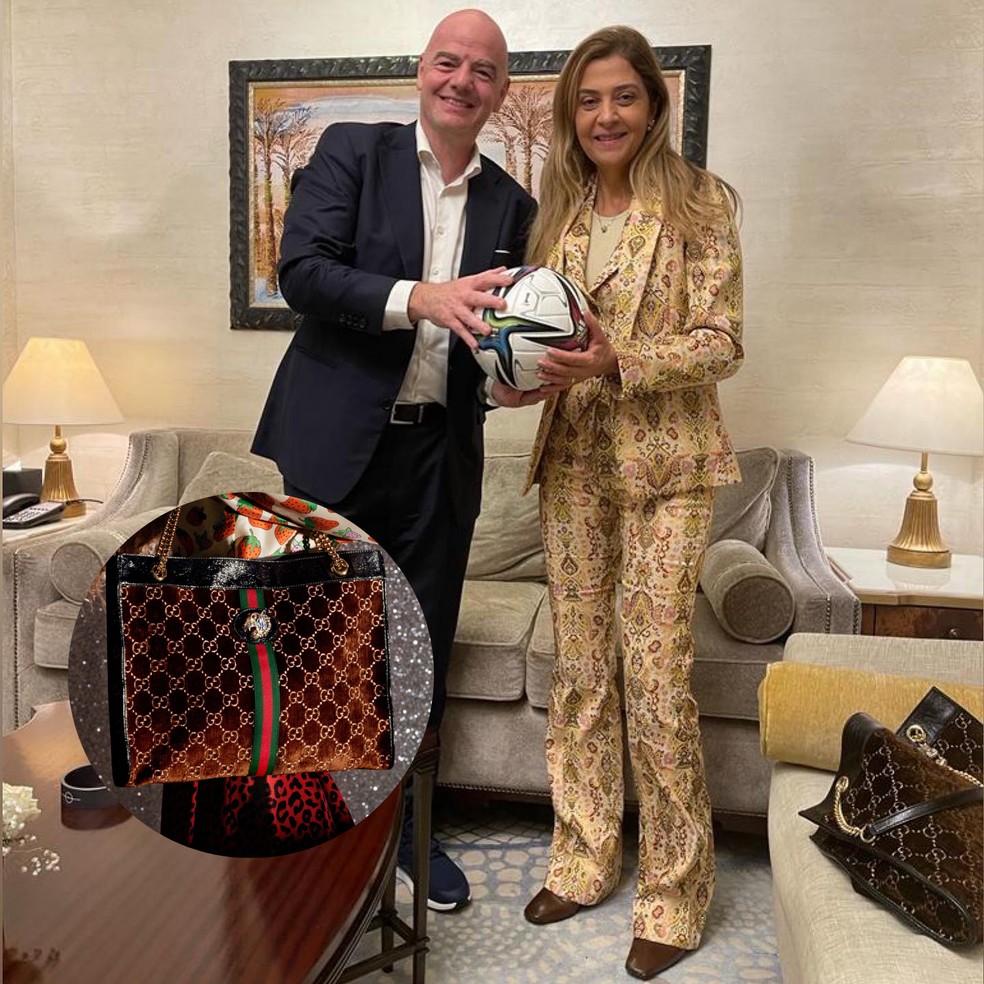 Leila Pereira usa bolsa Gucci Rajah — Foto: Reprodução/Instagram