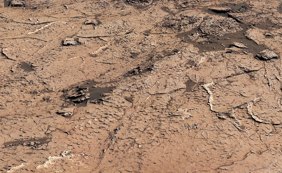Padrões que lembram lama foram registrados por robô em Marte — Foto: NASA/JPL-Caltech/MSSS/IRAP