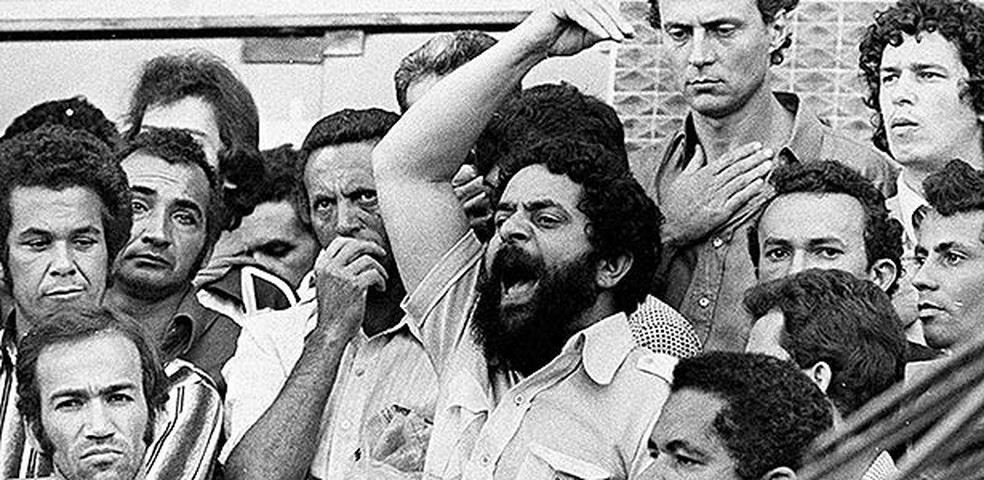 Lula no movimento sindicalista, no início da década de 1980 — Foto: Divulgação/PT