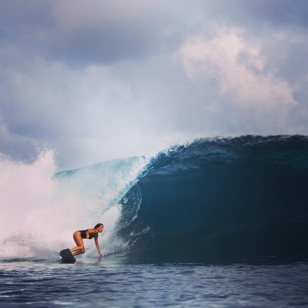 Maya, em Mentawai, na Indonésia, onde considera uma das 5 melhores praias do mundo para surfar — Foto: Divulgação Instagram