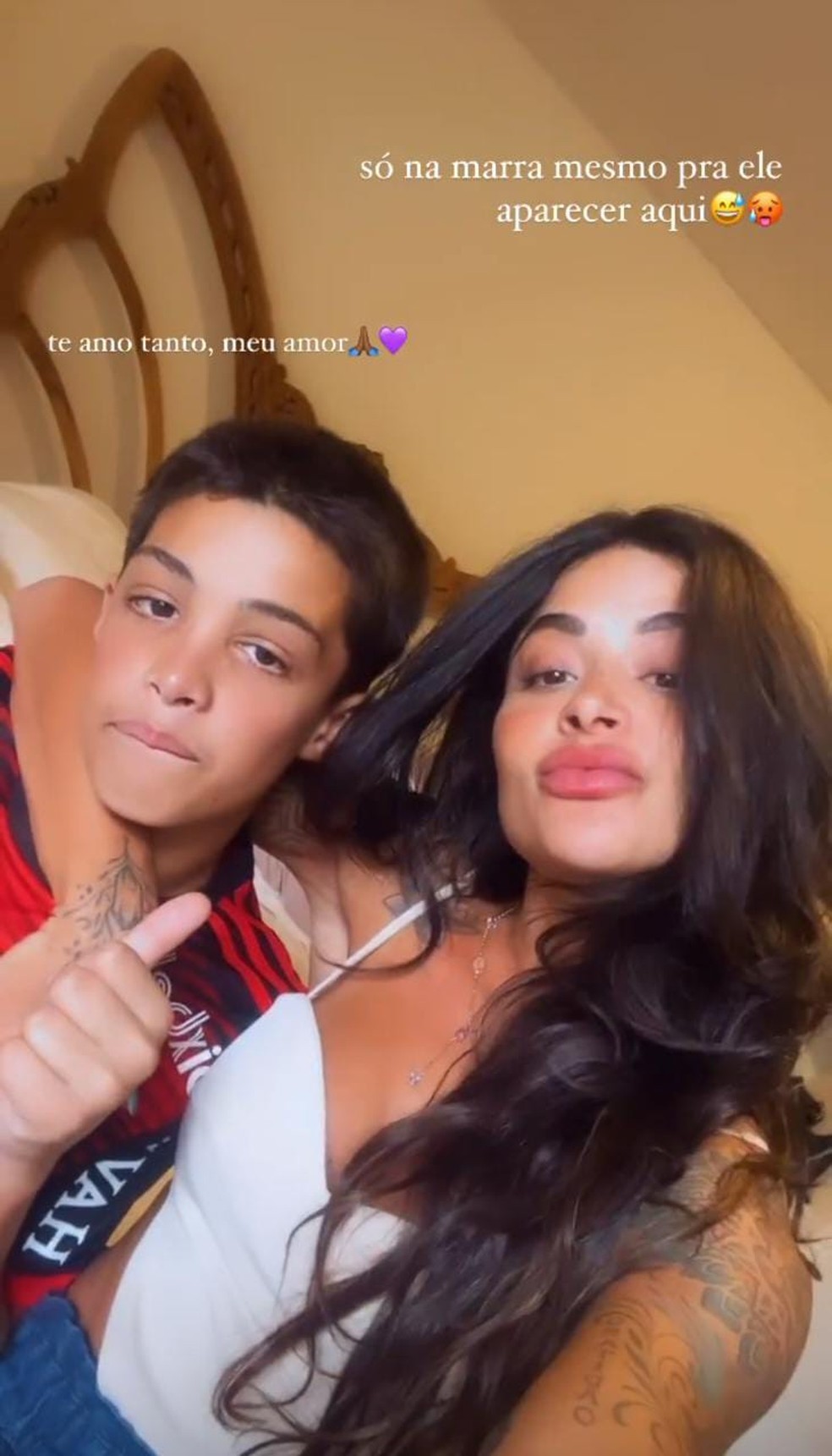 Aline Campos surge em clique raro com filho: 'Só na marra para aparecer' — Foto: Reprodução/Instagram