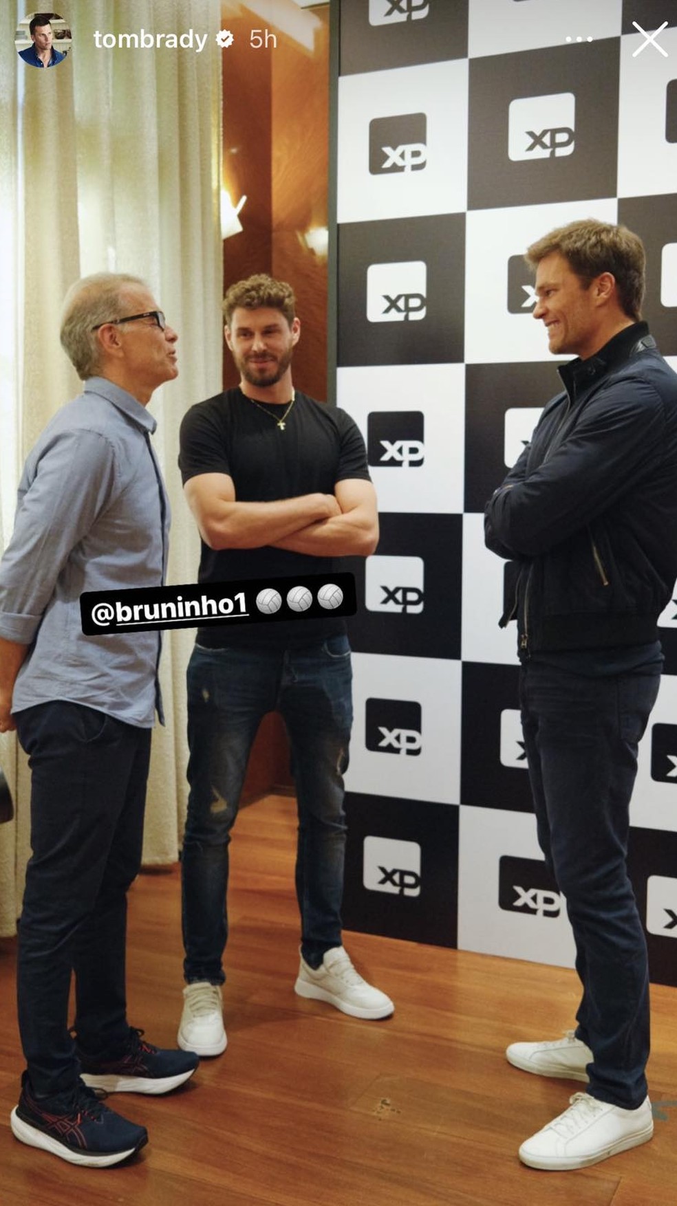 Tom Brady,  Bruninho e Bernardinho — Foto: Instagram