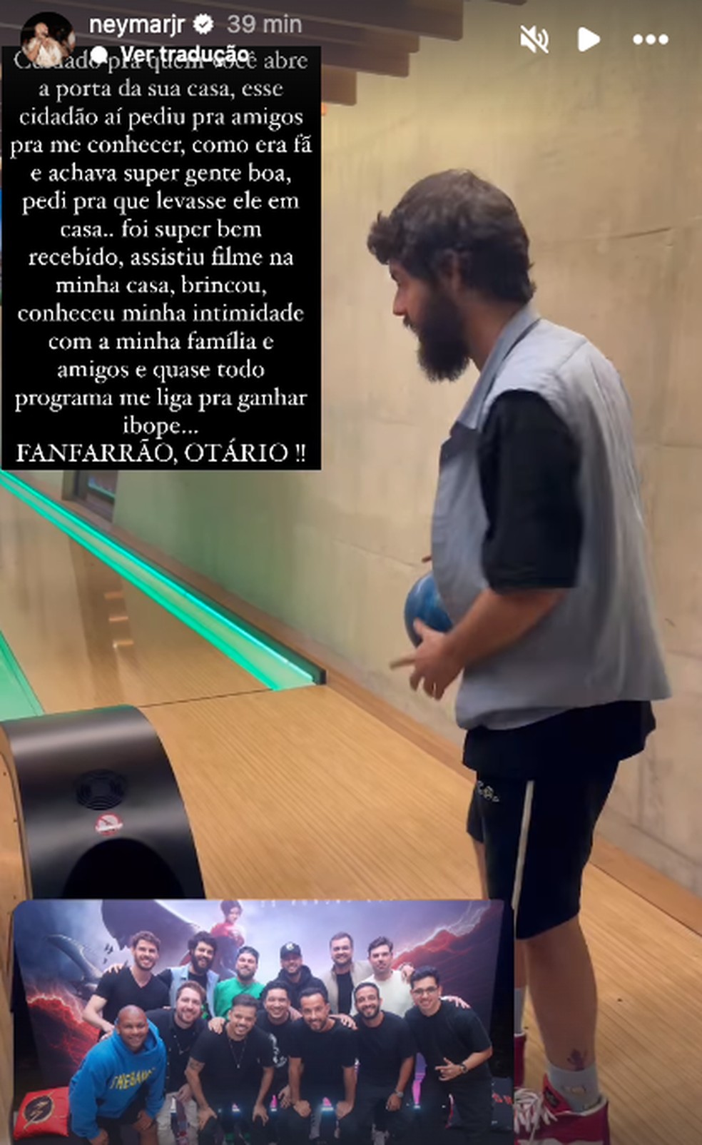Neymar desabafa sobre Diogo Defante em post no Instagram; jogador apaga na sequência — Foto: Reprodução Instagram