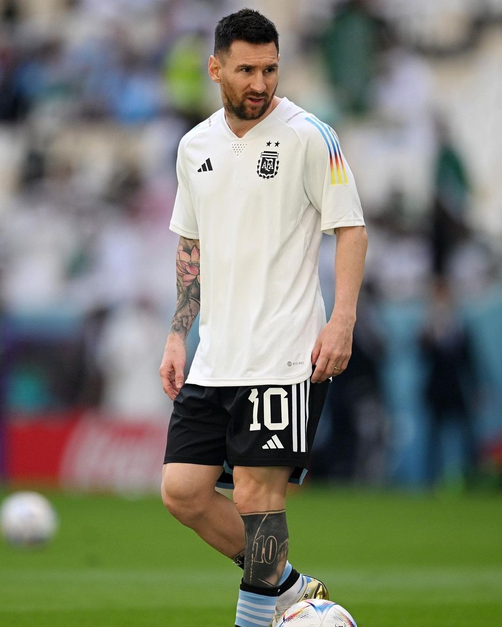 Lionel Messi durante aquecimento na Copa do Catar — Foto: Divulgação Instagram
