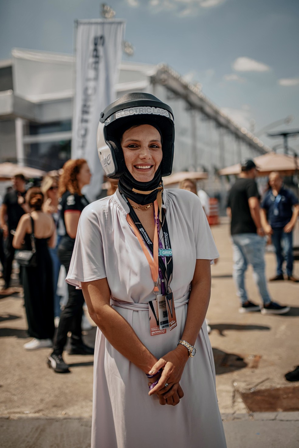 Maya Gabeira em circuito da Fórmula E, no Sambódromo do Anhambi, em São Paulo — Foto: Divulgação Tag Heuer