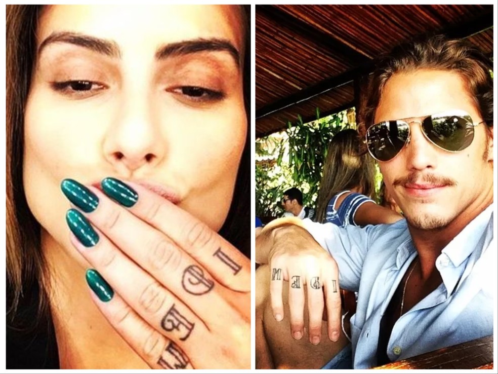 Cleo Pires e o ator Rômulo Neto tatuaram a palavra "IDEM" nos dedos, durante o período de namoro — Foto: Instagram/Reprodução