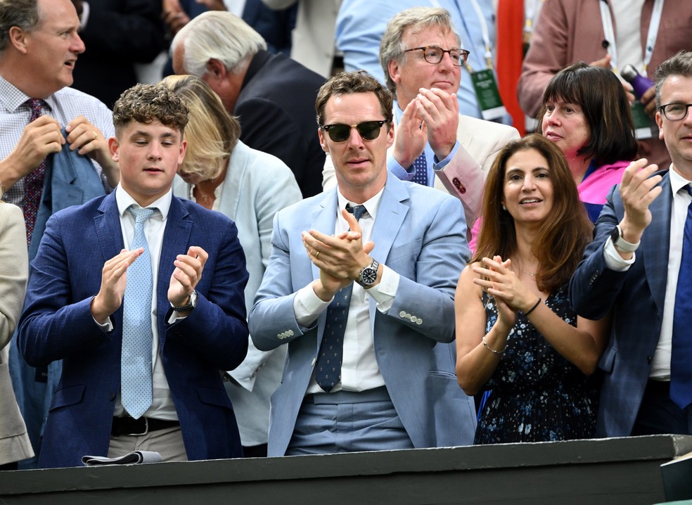 O ator Benedict Cumberbatch prestigia partida do torneio de Wimbledon — Foto: Getty Images
