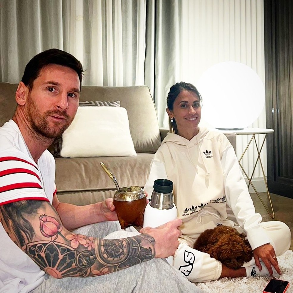 Messi e a esposa Antonella Roccuzzo — Foto: Divulgação Instagram