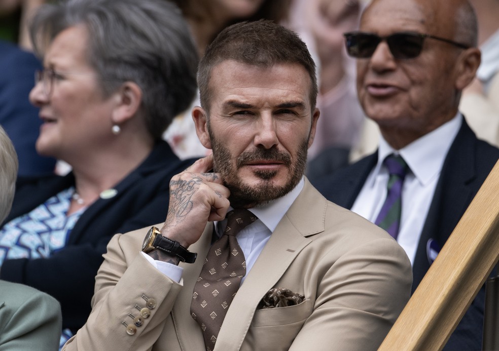 David Beckham marca presença em partida do torneio de Wimbledon — Foto: Getty Images 
