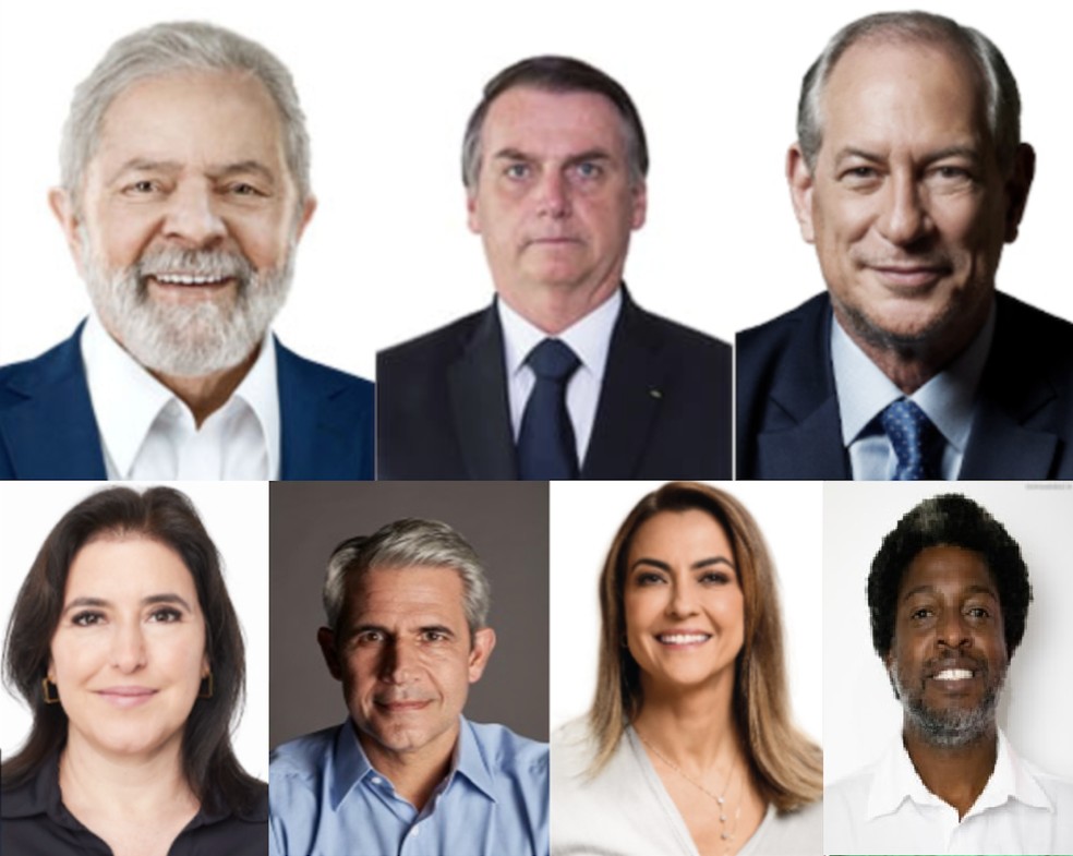 Fotos oficiais dos candidatos à presidência em 2022 — Foto: Divulgação/TSE