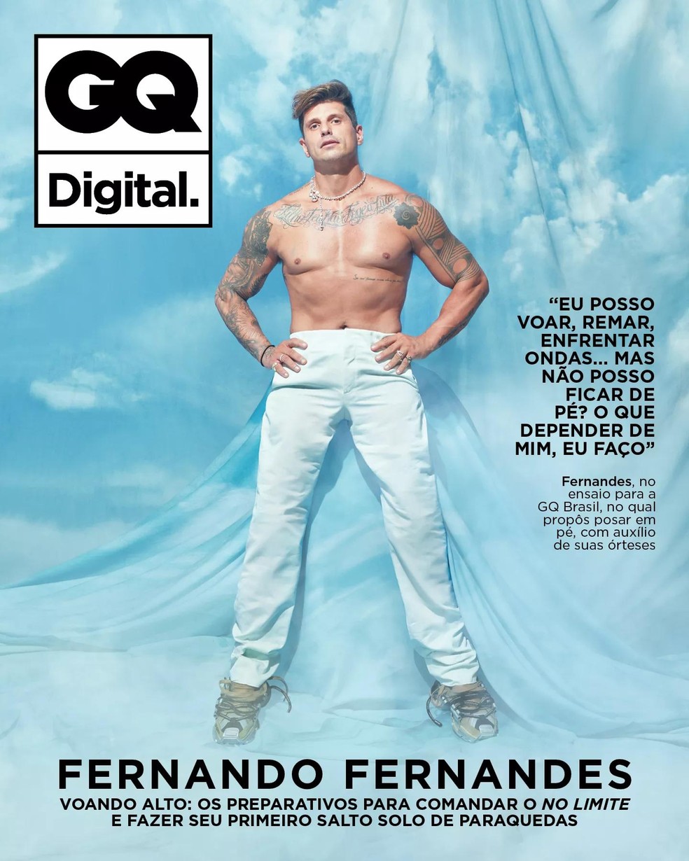 Fernando Fernandes, atleta e apresentador do No Limite, é capa digital da GQ Brasil de abril (Foto: Foto: Pedro Dmitrow / Arte GQ Brasil) — Foto: GQ