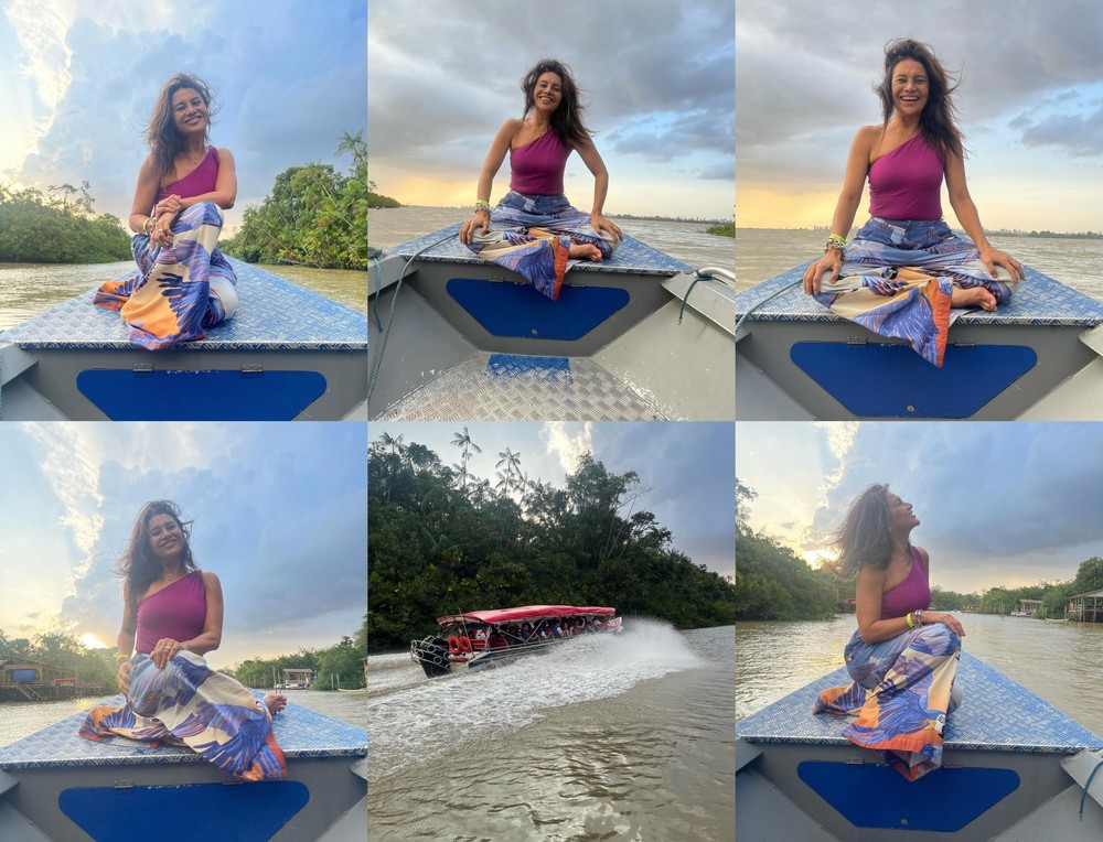 Dira Paes esbanja beleza natural em passeio de barco e arranca elogios ...