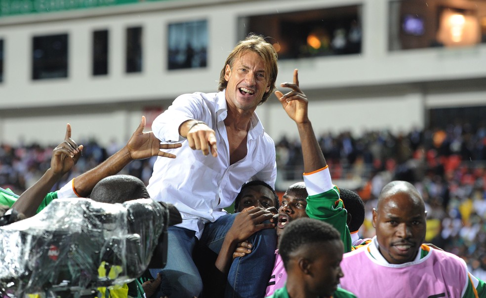 Hervé Renard campeão da AFCON pela Zâmbia em 2012 — Foto: Getty Images