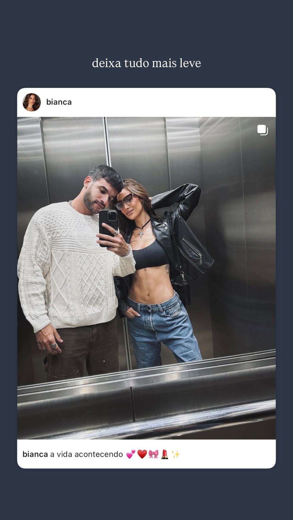 Diego Cruz compartilha foto com Bianca Andrade — Foto: Reprodução/Instagram