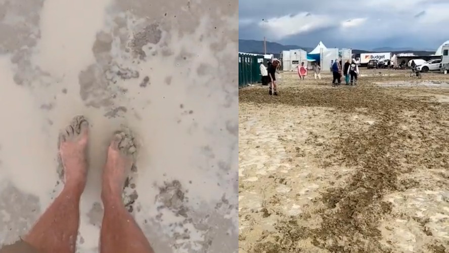 Festival Burning Man está em baixo de chuva