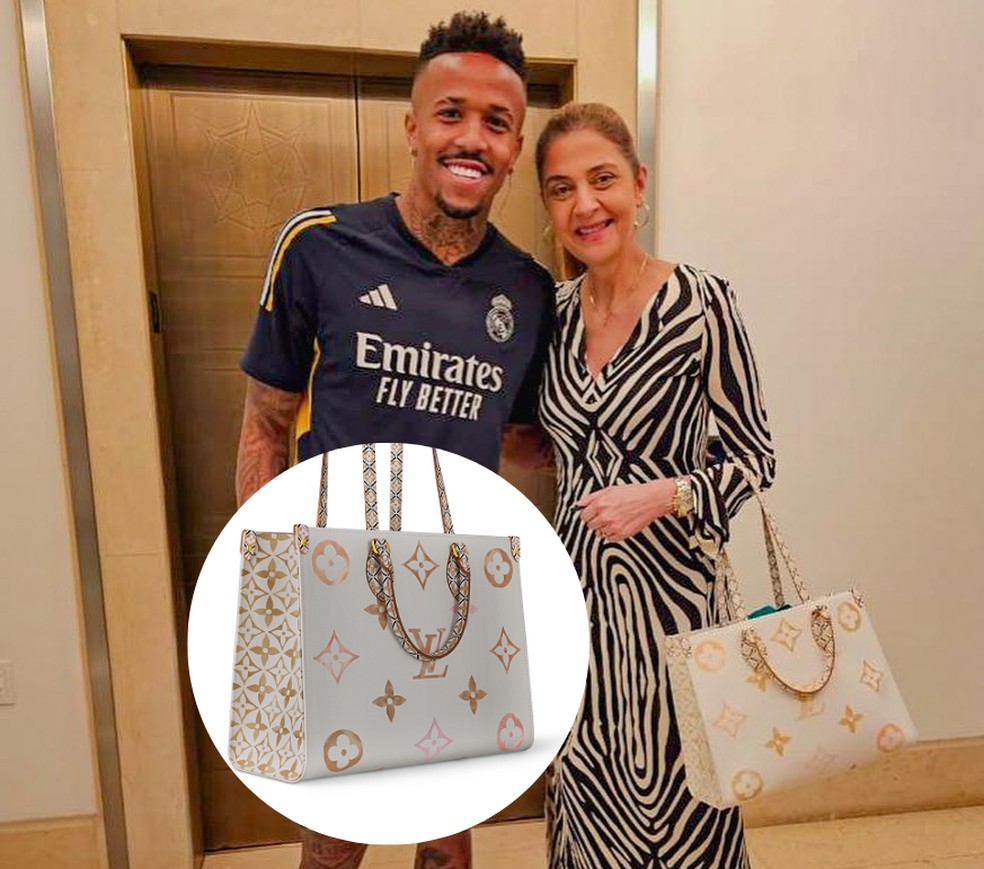 Leila Pereira usa bolsa Louis Vuitton OnTheGo MM ao lado de Éder Militão — Foto: Reprodução/Instagram