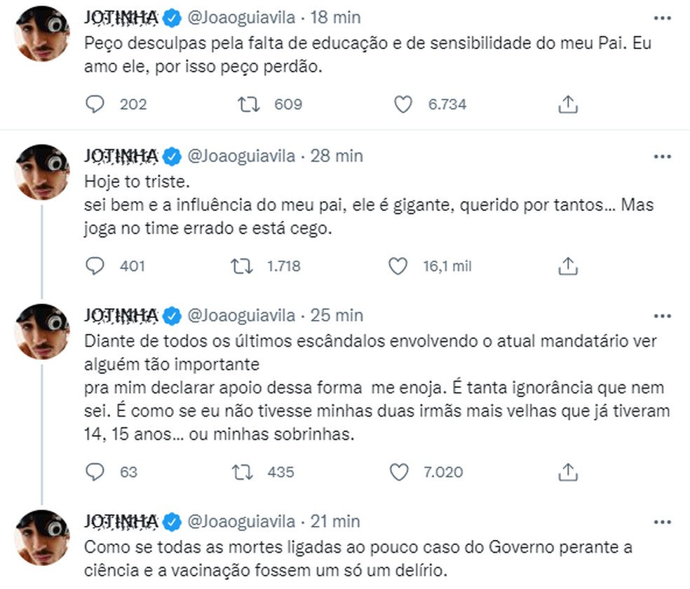 João Guilherme faz desabafo sobre seu pai, Leonardo — Foto: Instagram