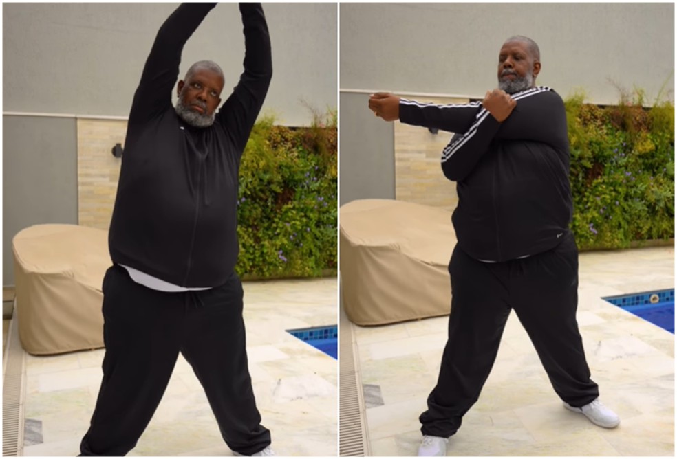 Péricles exibe flexibilidade durante alongamento, mas apaga vídeo