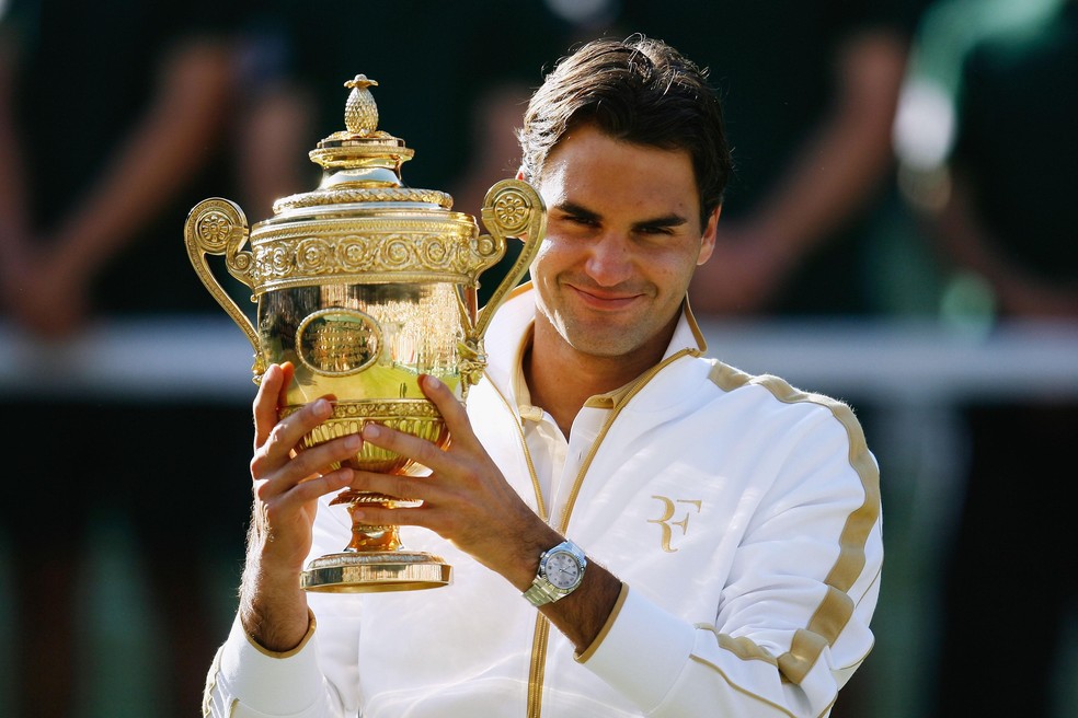 Federer em sua vitória em Wimbledon, 2009 (Foto: Paul Gilham/Getty Images) — Foto: GQ