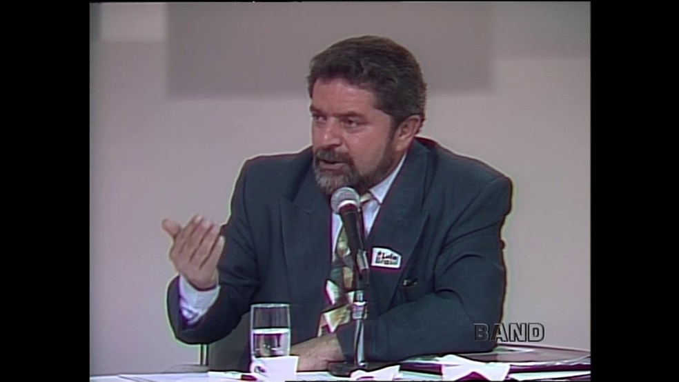 Lula no debate presidencial de 1994 — Foto: Reprodução/Band