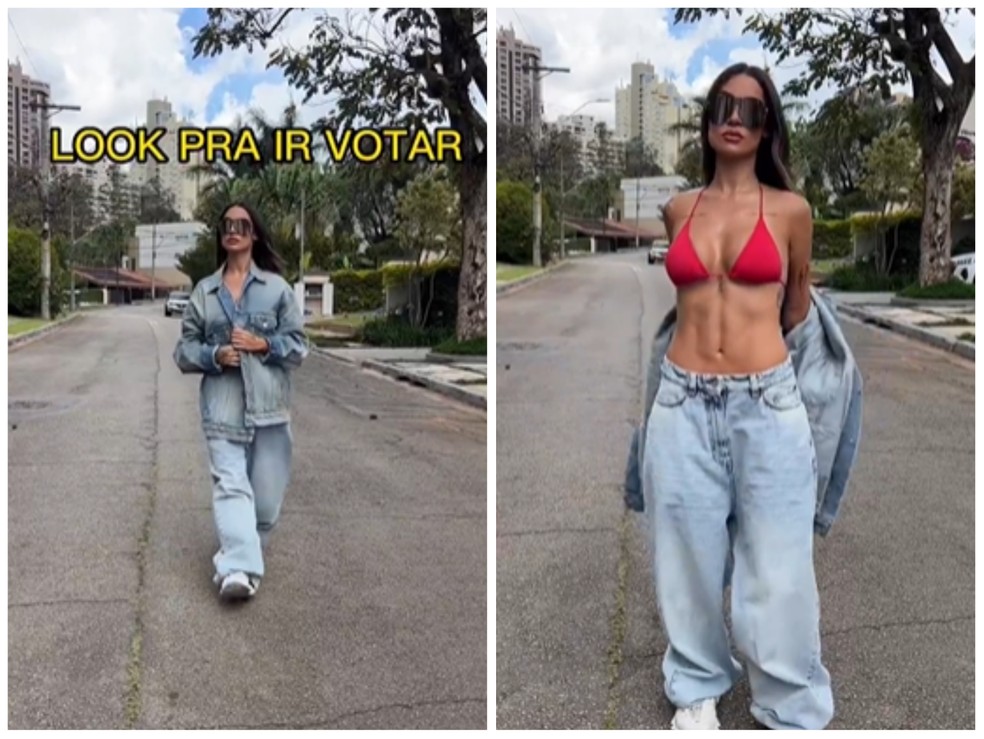 Bianca Andrade (Boca Rosa) vai votar com parte de cima de biquíni — Foto: Instagram/Reprodução